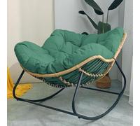 Genérico Mecedora de Mimbre Extragrande y cómoda con Cojines Gruesos extraíbles para Patio, balcón, jardín y Porche - Mueble de Exterior Ideal (Verde, 65x115x120CM)