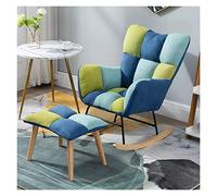 Genérico Mecedora Moderna Azul con otomana para habitación Infantil, sillón Auxiliar de Respaldo Alto con reposabrazos, Mecedora cómoda para Alimentar al bebé, Muebles Elegantes para la habitación de