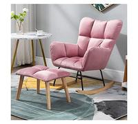 Genérico Mecedora Moderna Rosa con otomana - Silla Auxiliar tapizada para Cuarto Infantil y Sala de Estar, Respaldo Alto y reposabrazos para Mayor Comodidad, Muebles Elegantes para el hogar
