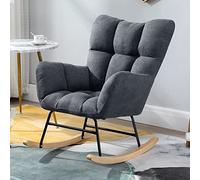 Genérico Mecedora tapizada en Gris de Respaldo Alto con Patas de Madera Maciza - Cómoda butaca para la habitación del bebé, salón y Dormitorio - Muebles Elegantes y acogedores para el hogar
