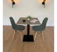 Generico Mesa bar | Bistrot | Restaurante cuadrado con pie central 60/70/80 cm colores surtidos (Arena FT62 efecto tela - negro, 70 x 70)