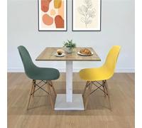 Genérico MESA DE BAR | BISTRÓ | RESTAURANTE CUADRADO CON PIE CENTRAL 60/70/80 cm colores surtidos (ROBLE CADIZ A475 - BLANCO, 70x70)