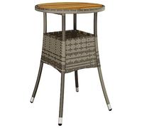 Genérico - Mesa de jardín, diámetro 60 x 75 cm, resina trenzada, color gris | Marco de acero recubierto en polvo, tapa de acacia maciza, durable para patio, pieza única