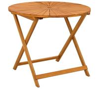 Genérico - Mesa de jardín plegable acacia 90 cm con agujero sombrilla | Bandeja con hojas drenantes, acabado engrasado, diseño rústico, para patio o balcón