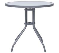 Genérico - Mesa de jardín redonda, 80 cm, acero y cristal, color gris claro | Durable y estable, tapa resistente, uso versátil mesa de café o té, fácil de limpiar