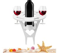 Genérico Mesa Plegable Picnic - Escritorio Ligero Exterior con Posavasos | Mesita Vino portátil | para Parque, Playa, césped, jardín, traspatio, terraza, balcón, Barbacoa, reunión,