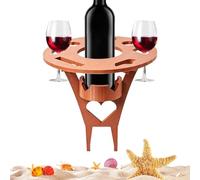 Genérico Mesa Plegable Picnic - Escritorio Ligero Exterior con Posavasos | Mesita Vino portátil | para Parque, Playa, césped, jardín, traspatio, terraza, balcón, Barbacoa, reunión,
