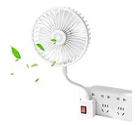 Generico Mini ventilador, enfriador portátil silencioso con enchufe adaptador cuello de ganso flexible, ventilador personal | para oficina, coche, habitación, playa, tienda, casa, viaje y camping