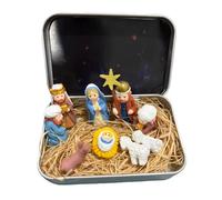 Genérico Miniaturas Religiosas Sagradas En 3D Pequeñas, Metal&Resina 9.5 * 6 * 2cm, Conjunto De Belén En De Hojalata, Portátil Mini 3D Figuritas Sagradas Religioso para Escritorio Estante Oficina