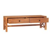 Genérico Mueble TV Madera Teca 140x40x45 cm 2 cajones | Teca experimentada seca al horno, tapa de madera dura resistente, color natural, fácil de limpiar