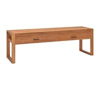 Genérico Mueble TV Madera Teca 140x40x45 cm 2 cajones | Teca maciza experimentada seca al horno, acabado liso, color natural, tapa resistente, almacenamiento para objetos pequeños