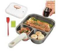 Genérico Multi Slot Cooking Pan, Divided Morning Frying Skillet, Nonstick Layer with Skillet, Heat Resistant Breakfast Cooking Set, Stove Pan with Classic Style, Kitchen Cookware for Family Meals