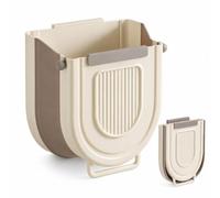Genérico Multipurpose Hanging Collapsible Trash Can for Kitchen (Beige-7L)