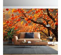 Genérico Mural De Pared Golden Persimmon Con Paisaje Otoñal, Papel Adhesivo Removible De 140 Cm (Alto) X 210 Cm (Ancho), Arte Moderno, Papel Tapiz Autoadhesivo Para Sala De Estar Y Dormitorio, Imp
