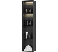 Genérico Nicho de Ducha Empotrado de Acero Inoxidable, Estante de baño Impermeable para Montaje en Pared, nicho de Ducha de Acero Inoxidable con luz LED insertable en la Pared, Negro Mate, nicho de p