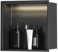 Genérico Nicho de Ducha Empotrado de Acero Inoxidable, Estante de baño Impermeable para Montaje en Pared, nicho de Ducha de Acero Inoxidable con luz LED insertable en la Pared, Negro Mate, nicho de p