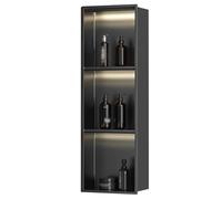 Genérico Nicho de Ducha Empotrado de Acero Inoxidable, Estante de baño Impermeable para Montaje en Pared, nicho de Ducha de Acero Inoxidable con luz LED insertable en la Pared, Negro Mate, nicho de p