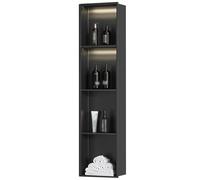 Genérico Nicho de Ducha Empotrado de Acero Inoxidable, Estante de baño Impermeable para Montaje en Pared, nicho de Ducha de Acero Inoxidable con luz LED insertable en la Pared, Negro Mate, nicho de p