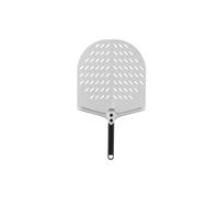 Generico Pala para pizza perforada profesional de aluminio anodizado - Diámetro 33 cm, mango corto 25 cm