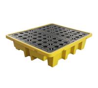 Genérico Paleta de plástico Resistente para derrames con Rejilla - Bandeja de contención Industrial a Prueba de Fugas para bidones de Aceite y Productos químicos, contenedor de Almacenamiento apilabl