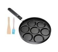 Genérico Pan For Eggs - 7-cup Mini Pancake Skillet With Brush And Spatula | Egg Frying Pan Nonstick For Home Kitchen Breakfast Pancakes Omelette | Cooking Camping Chef