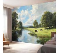 Genérico - Papel pintado, diseño de animales de vacas, paisaje, papel pintado, efecto 3D, decoración de pared, para salón, dormitorio, hogar, decoración interior, 400 x 280 cm