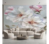 Genérico Papel Pintado Flor Blanco, Papel Pintado Pared Magnolia Floral de Decorativos del Hogar, para Salon Dormitorio Decoracion Pared, 352x250cm D&O61