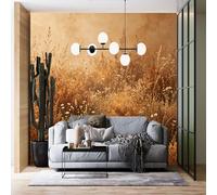 Genérico Papel Pintado Rústico Autoadhesivo Golden Prairie Wildflower, Removible, De Alta Resistencia, Para Sala De Estar Y Dormitorio. Decoración De Pared Personalizada De 320 Cm (Alto) X 600 Cm