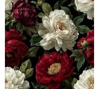 Genérico Peonía Flor Papel Pintado Autoadhesivo Vintage Hojas Verdes 44x1000 cm Papel de Pared Removible Impermeable Estilo Vinilo PVC Pegatina es Estante del cajón de la cubierta del rodillo A-224