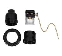 Genérico Portalámparas E27 y Diseño Versátil Fácil Instalación con Interruptor de Cadena de Tracción en Abs Negro y Adaptador de Base para Lámpara de Techo