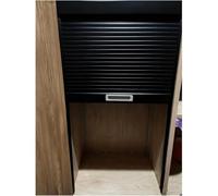 Genérico Puerta corredera Enrollable Negra para Armario - Puerta Enrollable retráctil para Cocina de Autocaravana, Garaje o electrodomésticos - Diseño Flexible abatible (71,1 x 86,4 cm / 28