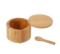 Genérico Salero de madera - Cuchara con tapa magnética de 9 cm | Olla para especias para comedor de cocina, azucarero con soporte para condimentos naturales, elegante tarro para condimentos