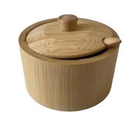 Genérico Salt Jar with Lid and Spoon - Compact Wood Storage Dish