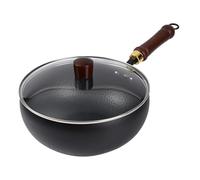 Generico Sartén de hierro tradicional - Sartén de hierro sin revestimiento resistente al calor con tapa para interiores, camping, casa y restaurantes