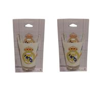 Genérico Set de 2 Vasos de Cristal del R. Madrid 350 ml - Vasos para cerveza, vino, agua...