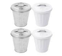 Genérico Set de 4 Contenedores de Basura Tapa de Hierro Blanco, Diseño Creativo y Fácil de Mover, Ideales para Dormitorio y Baño