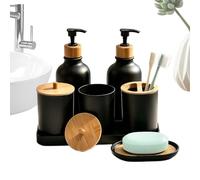 Genérico Set de Accesorios de Baño 2 Botellas de Líquido con 2 Tarros para | Jabonera con Vaso para Cepillos de Dientes y Bandeja para baño, cocina, encimera, estante, y