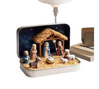 Genérico Set Presepe In Scatola Di Latta, 9,5x6x2,3 Cm Decorazione Da Tavola per Natale,Decorazione per Scena Della Natività - Soggiorno Camera Da Ufficio Aula Gruppi Ecclesiali Collezionisti