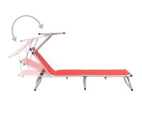 Genérico Silla Larga Plegable Aluminio Textilene Rojo | Toldo ajustable, respaldo ajustable, ligero, fácil transporte, para jardín de playa