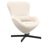 Genérico Sillón Huevo Crema 63 x 73 x 90 cm, tejido de lana rizada | Rotación 360°, Marco Acero, Respaldo Poliéster, Apoyabrazos Inclinados, Salón Dormitorio