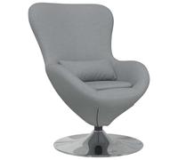 Genérico Sillón Huevo Gris Claro 63 x 73 x 90 cm Tela | Rotación 360°, marco de acero y madera reconstituida, cojín de algodón, fácil mantenimiento