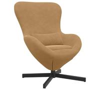 Genérico Sillón Huevo Marrón 63 x 73 x 90 cm Terciopelo | Giratorio de 360 grados, respaldo curvado, apoyabrazos inclinados, patas de acero negro, para salón o dormitorio
