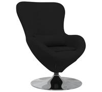 Genérico Sillón Huevo Negro 63 x 73 x 90 cm Tejido Poliéster | Rotación 360°, marco de acero y madera reconstituida, cojines de algodón, diseño moderno