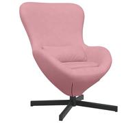 Genérico Sillón Huevo Rosa Terciopelo 63 x 73 x 90 cm | Giratorio de 360 grados, patas de acero negro, respaldo curvado, apoyabrazos inclinados, para salón y dormitorio