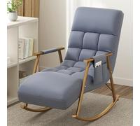Genérico Sillón mecedor reclinable Ajustable de Gravedad Cero: Elegante sillón Azul con Patas Doradas, cómodo Mueble de salón con Bolsillo Lateral para Sala de Estar y Dormitorio, relaj