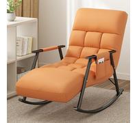 Genérico Sillón reclinable Ajustable de Gravedad Cero: cómodo sillón reclinable para Sala de Estar y Dormitorio con Bolsillo Lateral, diseño ergonómico, Elegante Color Naranja, Patas Negras.