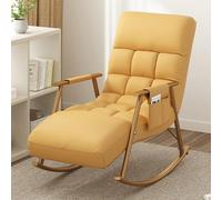 Genérico Sillón reclinable Ajustable de Gravedad Cero - Elegante sillón Mecedora de Interior con Bolsillo Lateral para Sala de Estar y Dormitorio - Diseño Moderno Amarillo con Patas Doradas