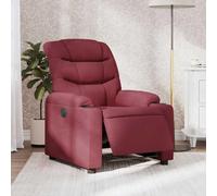 Genérico Sillón reclinable eléctrico Rojo Burdeos Tela con Reposapiés, Inclinación 135 grados, Motor eléctrico, Respaldo ajustable, Bolsillo lateral, Marco Madera y Metal, Capacidad