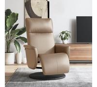Genérico Sillón reclinable Manual 105-125 grados con Reposapiés giratorio 360°, de piel sintética Cappuccino, acolchado grueso, marco de madera contrachapada y metal, cómodo para salón