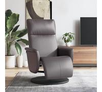 Genérico Sillón reclinable manual gris piel sintética con reposapiés, giratorio de 360 grados, respaldo ajustable de 105 a 125 grados, asiento y reposabrazos acolchados, marco de madera contrachapada